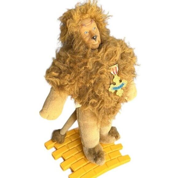 Vintage Wizard of Oz Figure Cowardly Lion Stuffed Animal 14” Stand Movie Plush - Picture 1 of 10